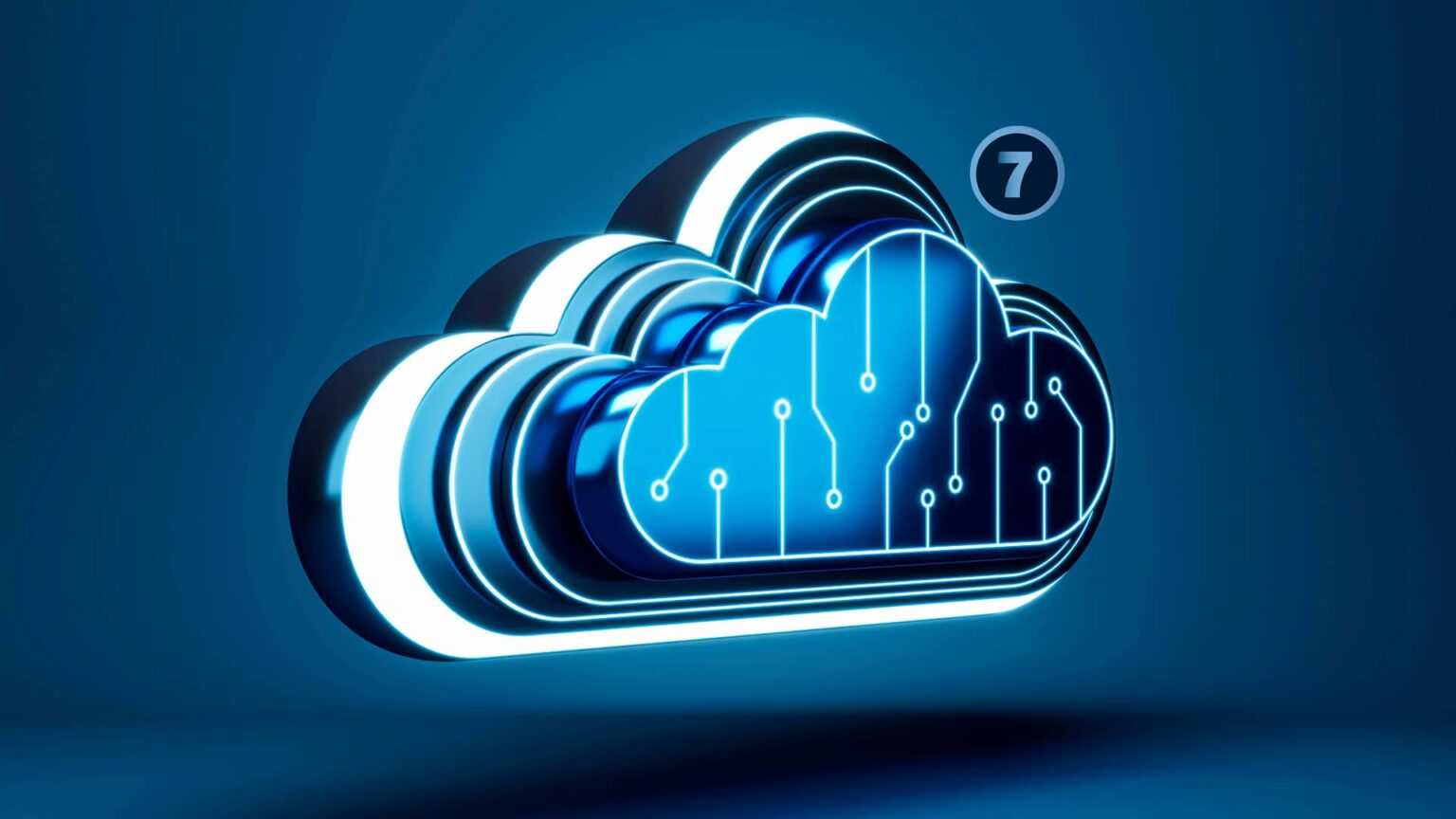 Imagen abstracta de una nube con circuitos electrónicos, simbolizando el almacenamiento en la nube.